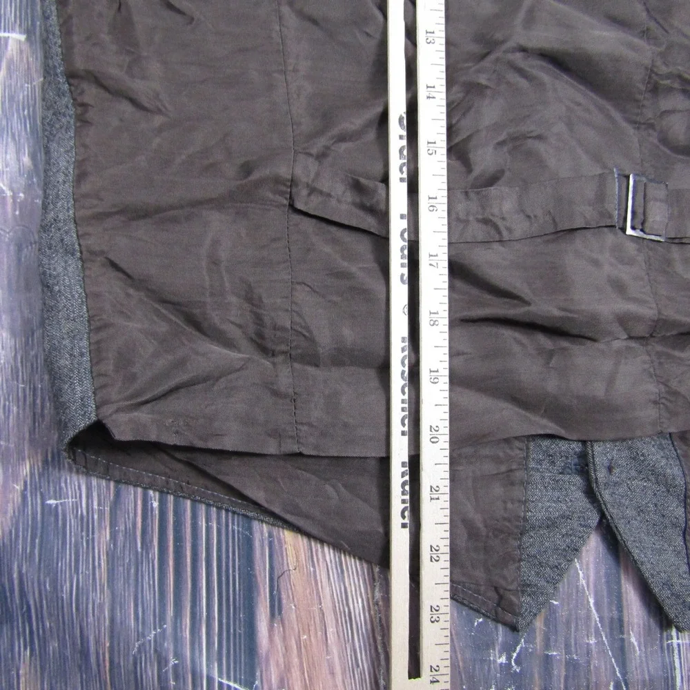 Suit Vest Men L Grey Wool Blend Adjustable Cinch Formal Waistcoat 3 Piece